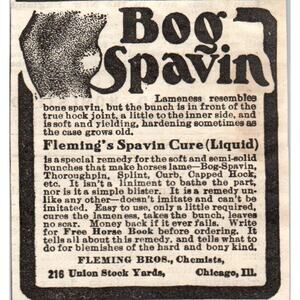 Fleming Bros Chemists Bog Spavin Cure Chicago 1905 Magazine Ad AF1-NH2